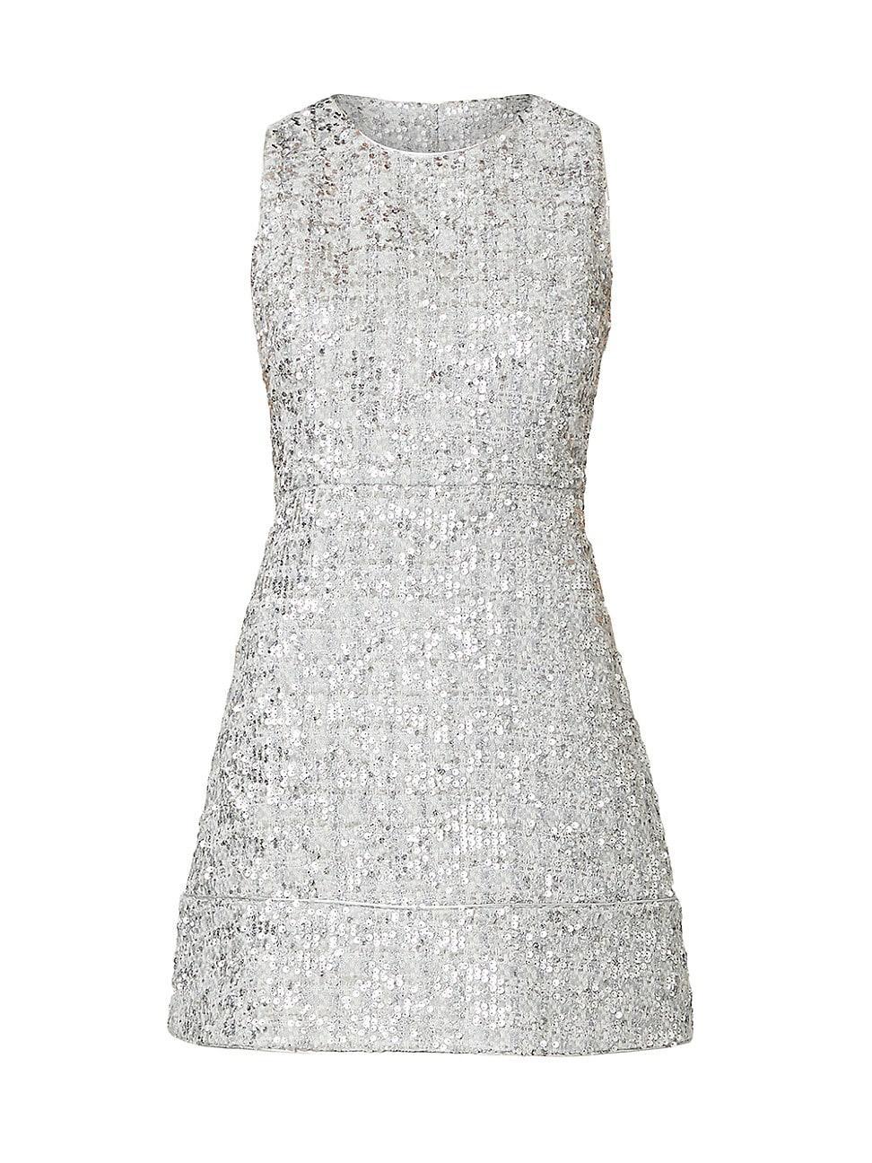 Womens Virgo Sequined Tweed Sleeveless Minidress Product Image