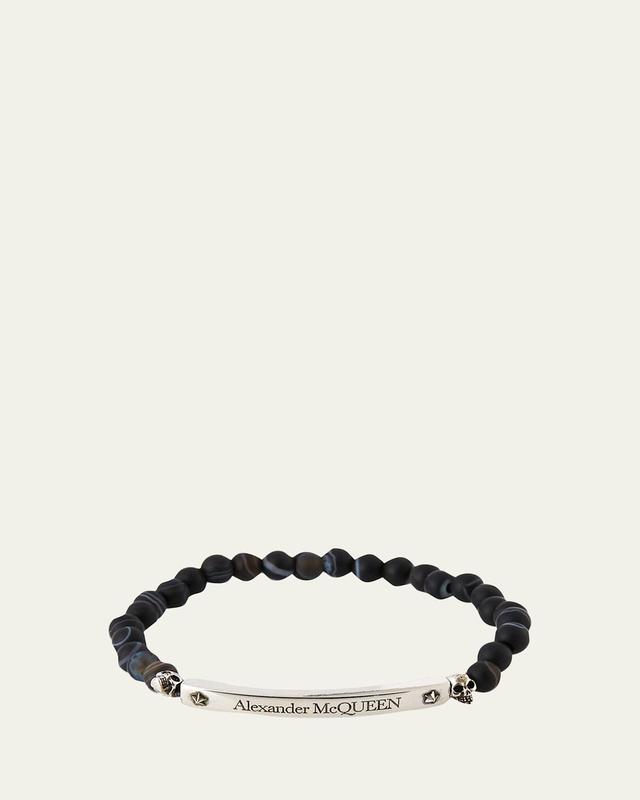 Alexander McQueen Men's Skull Beads Agate Bracelet  - BLACK Product Image