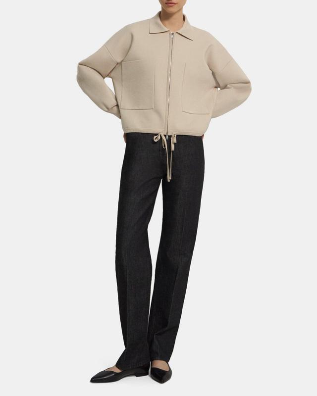 Cropped Zip Jacket in Fine Merino Wool Product Image