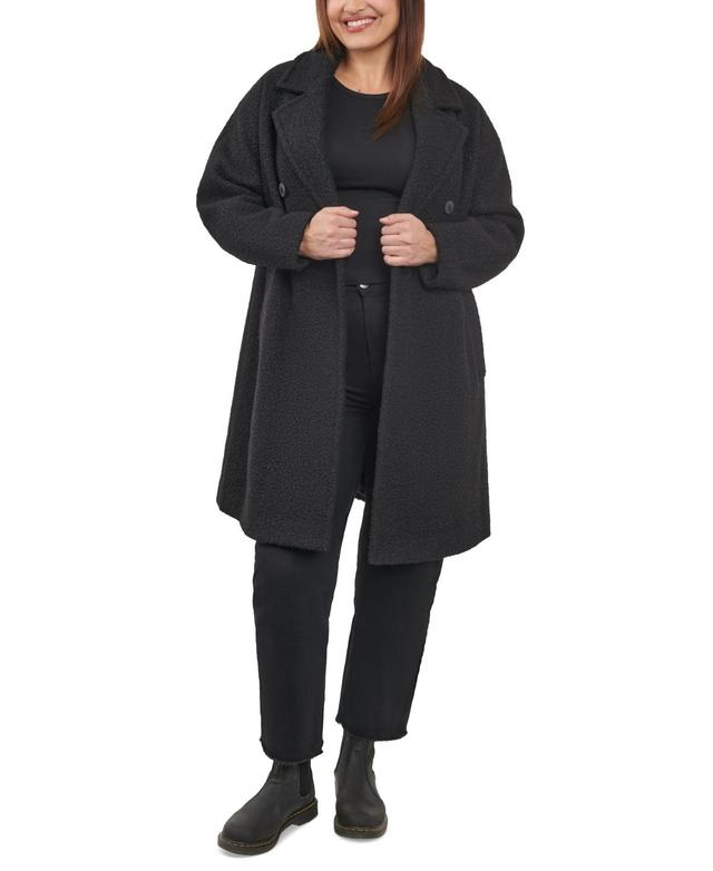 BCBGeneration Womens Plus Size Double-Breasted Boucle Walker Coat, Created for Macys Product Image