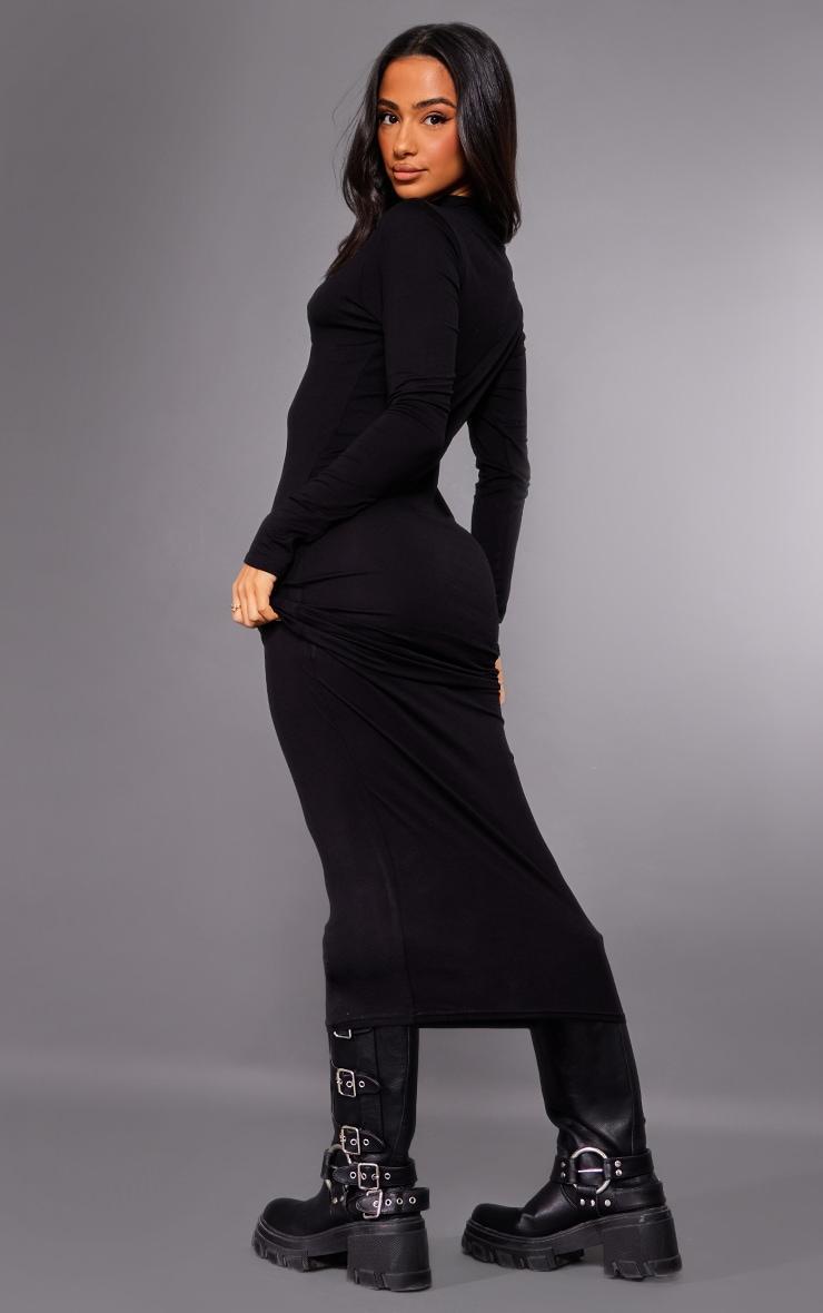 Petite Black Jersey Seam Detail Midaxi Dress Product Image