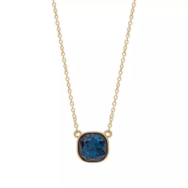 LC Lauren Conrad Gold Tone Emerald-Cut Pendant Necklace, Womens, Blue Product Image