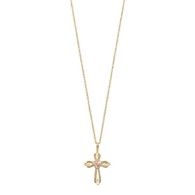 Kristen Kesho 10k Gold Heart Cross Pendant Necklace, Womens Two Tone Product Image