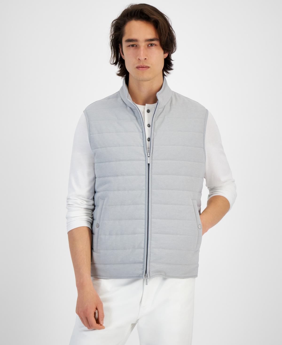 Alfani Mens Heathered Quilted Zip Stand-Collar Vest, Created for Macys Product Image