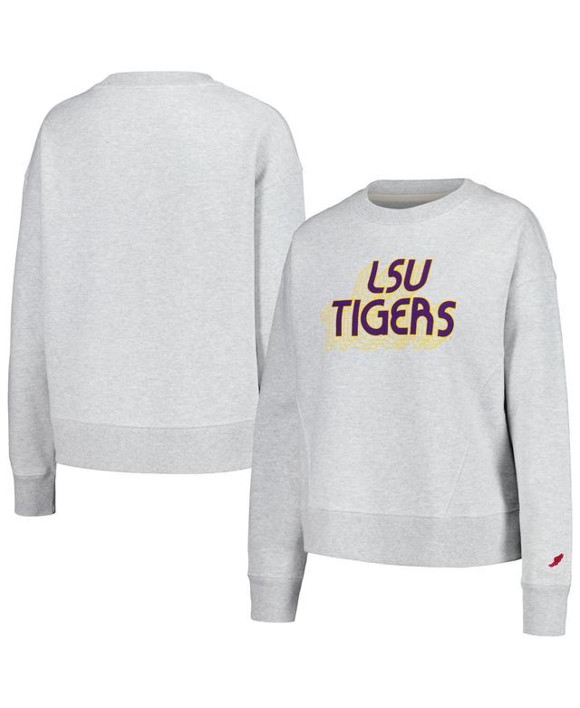 Womens League Collegiate Wear Ash LSU Tigers Boxy Pullover Sweatshirt Product Image