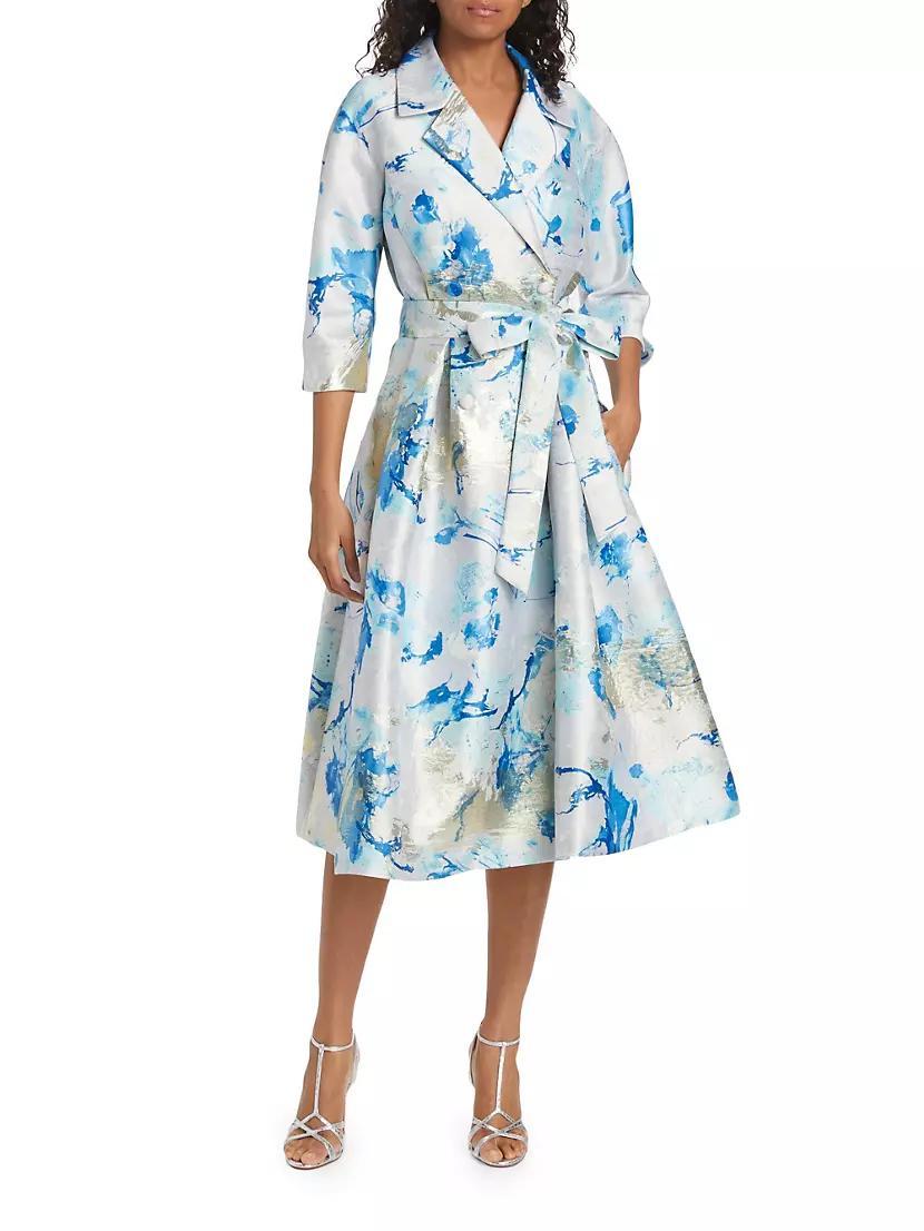 Belted Jacquard Midi-Dress Product Image