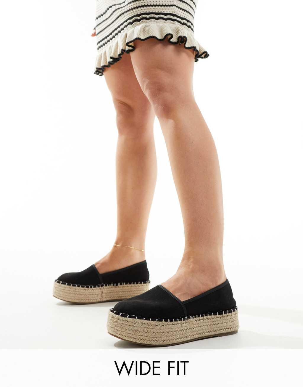 ASOS DESIGN Journal flatform espadrilles in black Product Image