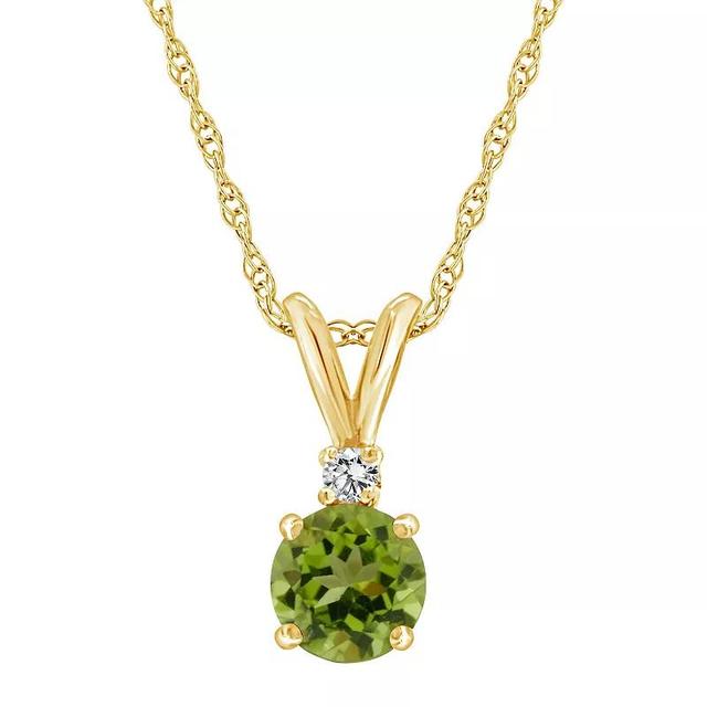 Celebration Gems 14k Gold Peridot & Diamond Accent Pendant Necklace, Womens Product Image