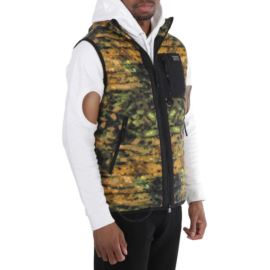 Dark Fern Green Camouflage Print Puffer Gilet Product Image