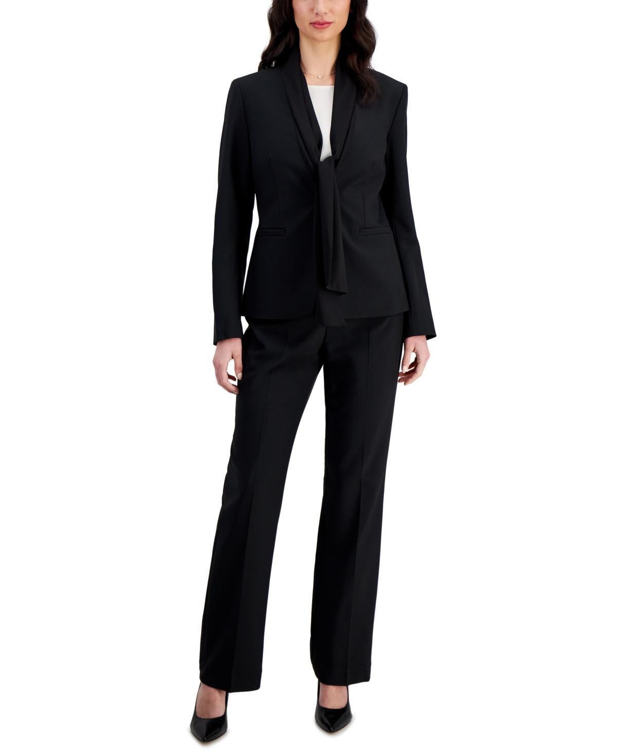 Women's Scarf-Collar Blazer & Side-Zip Pants, Regular & Petite Product Image