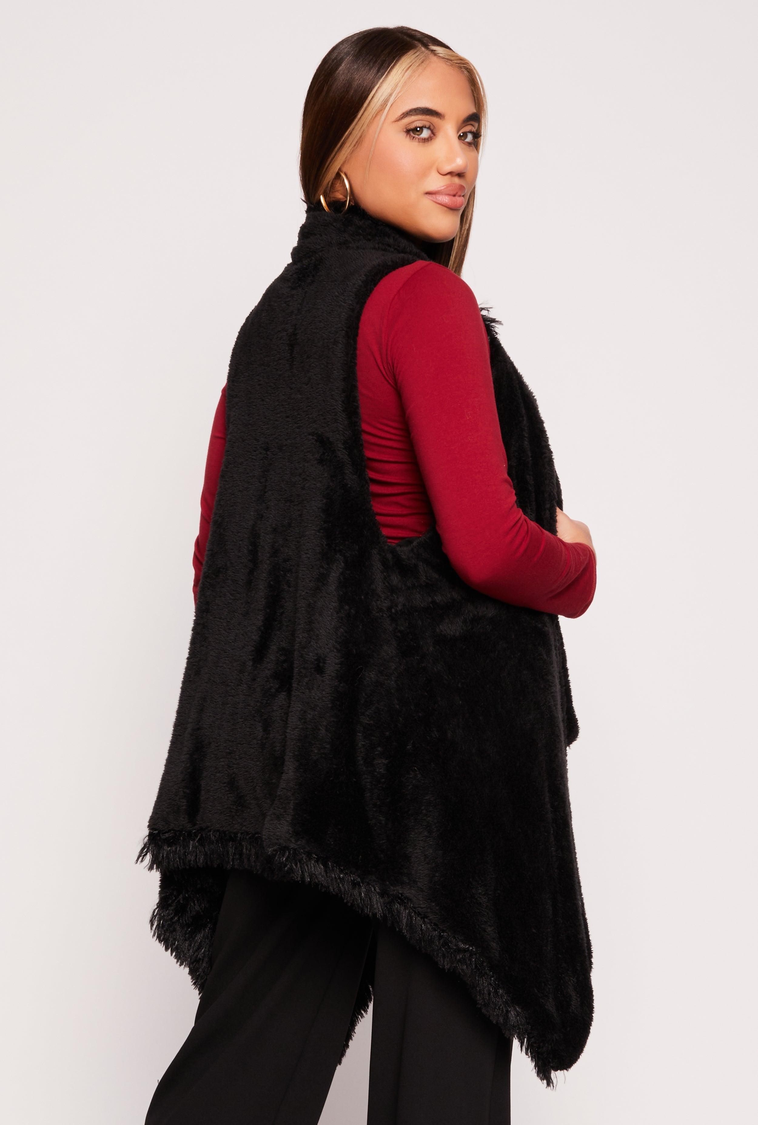 Faux Fur Reversible Sleeveless Poncho Female Product Image