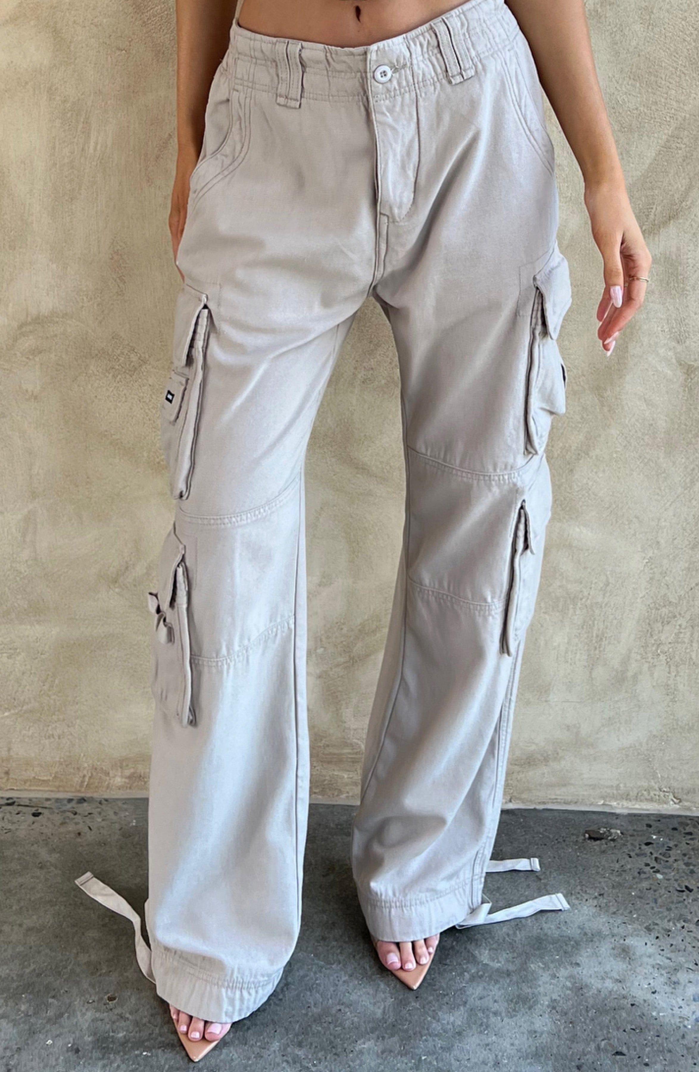 Tinashe Cargo Pants - Light Grey Product Image