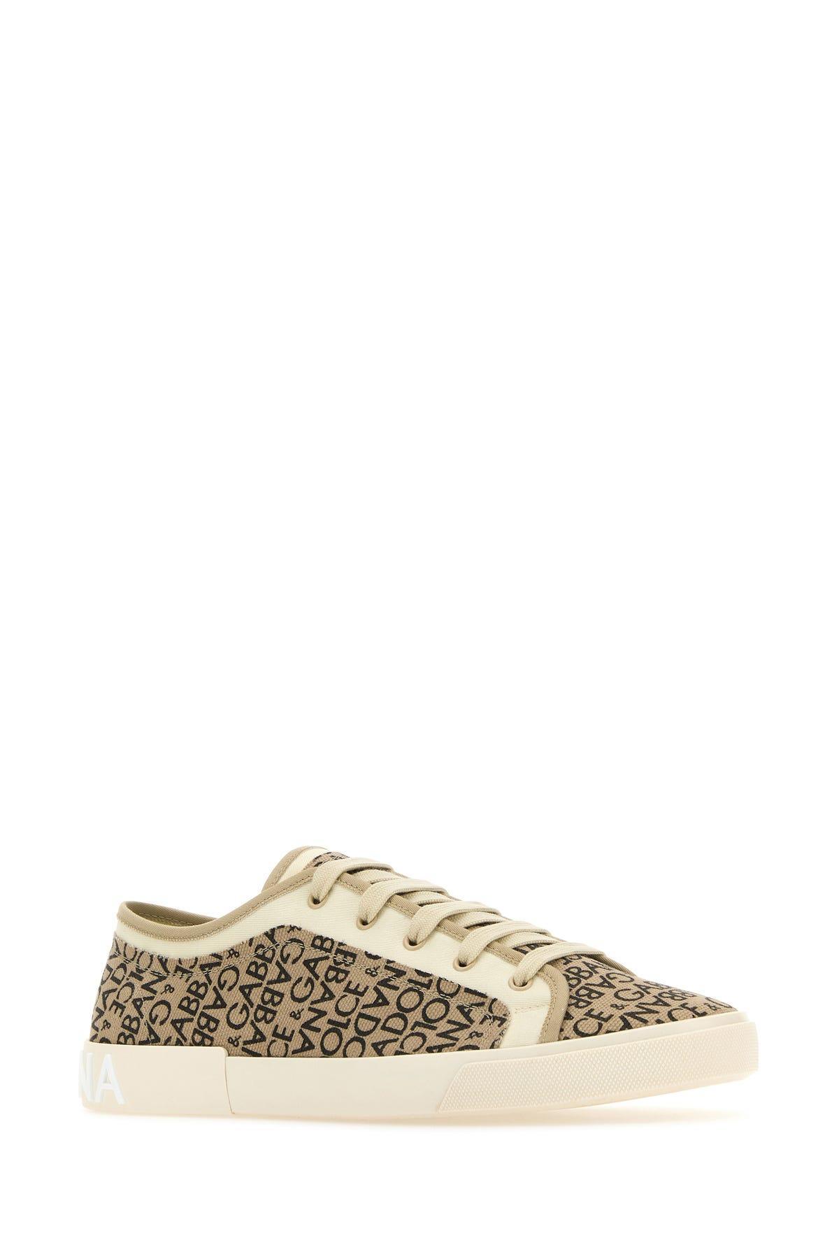 Beige Printed Canvas Sneakers Product Image