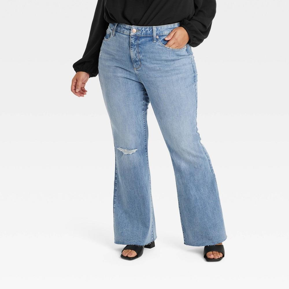 Womens High-Rise Relaxed Flare Jeans - Ava & Viv Medium Wash 26 product image