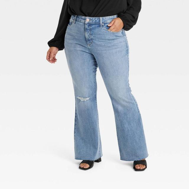 Womens High-Rise Relaxed Flare Jeans - Ava & Viv Medium Wash 26 Product Image