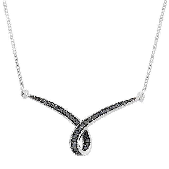 1/4 Carat T.W. Black Diamond Sterling Silver Ribbon Necklace, Womens Product Image