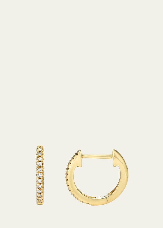 Zoe Lev Womens Diamond Huggie Earrings in Gold Product Image