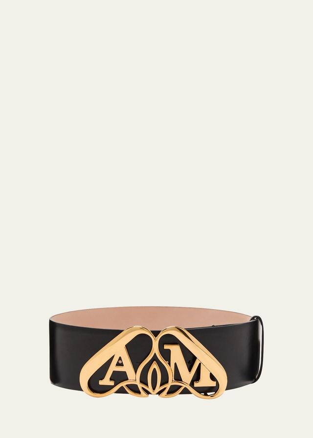 Alexander McQueen Seal Buckle Leather Belt Product Image