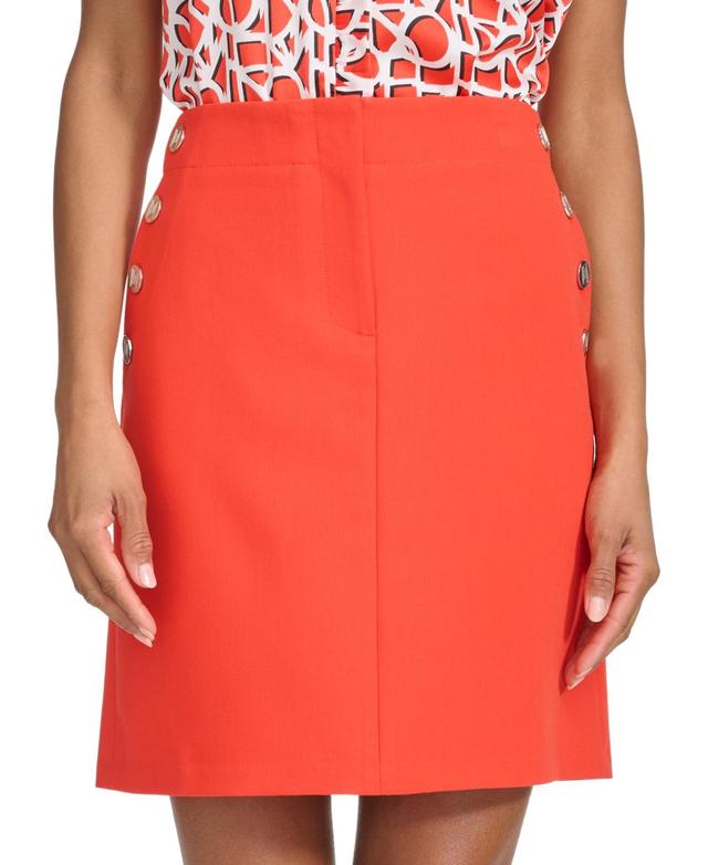 Karl Lagerfeld Womens Button-Trim-Pocket Mini Skirt Product Image