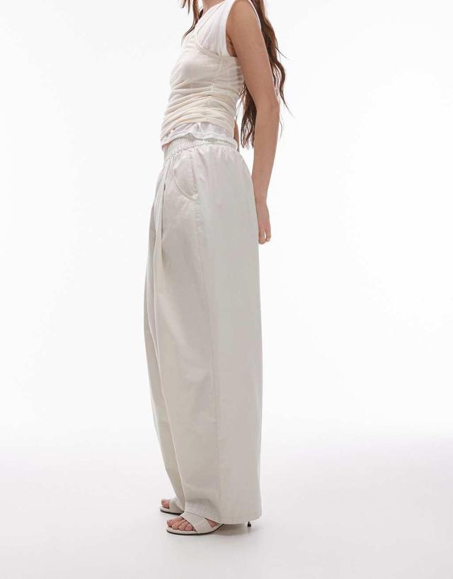 Topshop pull on pleated balloon pants in ecru  Product Image