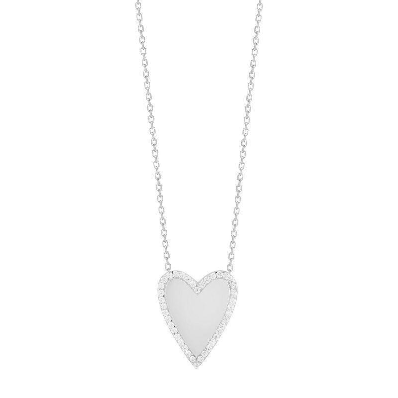 Sunkissed Sterling Cubic Zirconia Heart Halo Necklace, Womens, Silver Tone Product Image