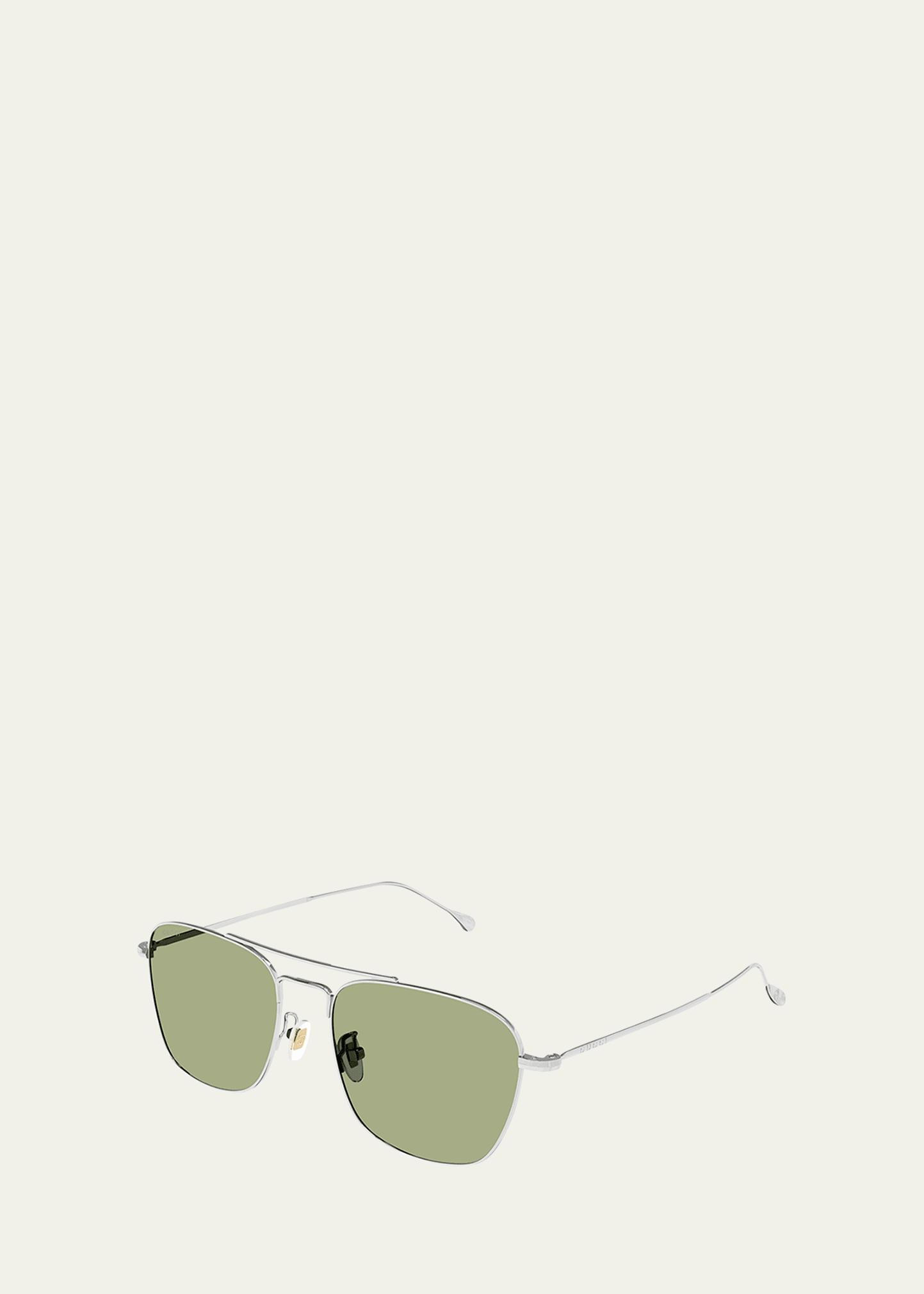 Mens Double-Bridge Metal Rectangle Sunglasses Product Image