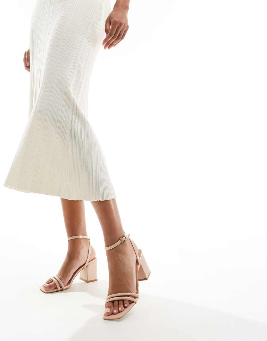 Truffle Collection block heel sandals in beige Product Image