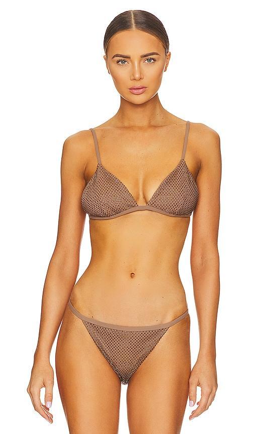 Joelle Crystal Mesh Swimwear Triangle Bikini Top Product Image