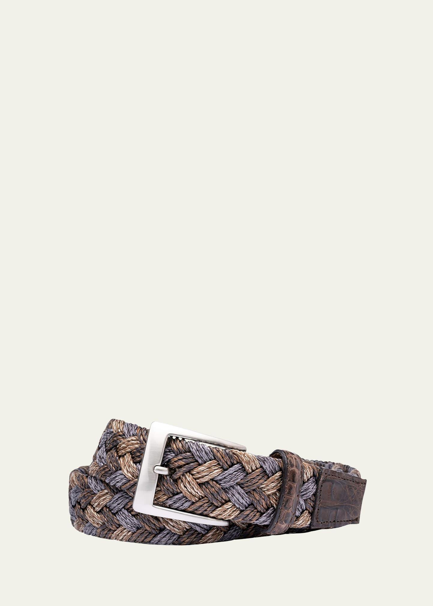 Mens Woven Linen Belt w/ Croc Tabs Product Image