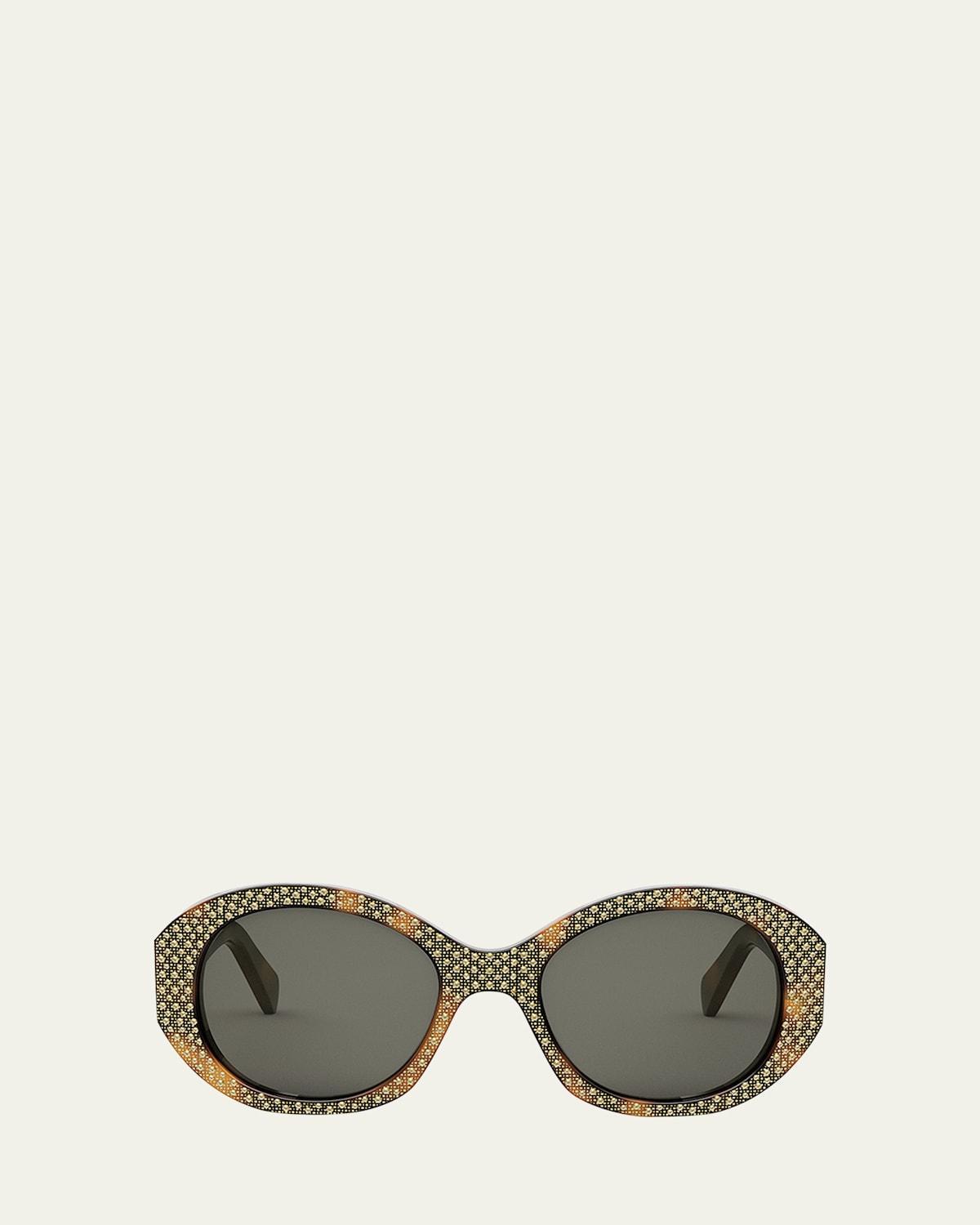 Embellished Brown Acetate Round Sunglasses Product Image