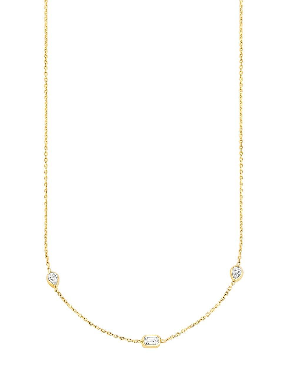 Womens Multishape 14K Yellow Gold & 0.45 TCW Diamond Station Necklace Product Image