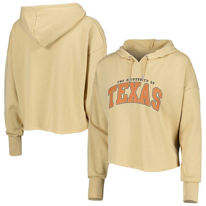 Womens ZooZatz Tan Texas Longhorns Core University Cropped French Terry Pullover Hoodie Product Image