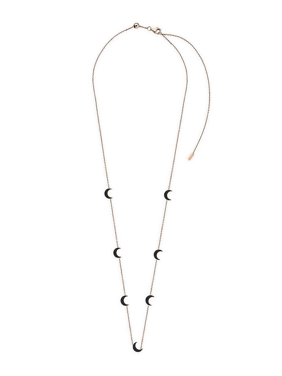 Womens Moonlight Black Moon River 14K Rose Gold & 1.30 TCW Black Diamond Station Necklace Product Image