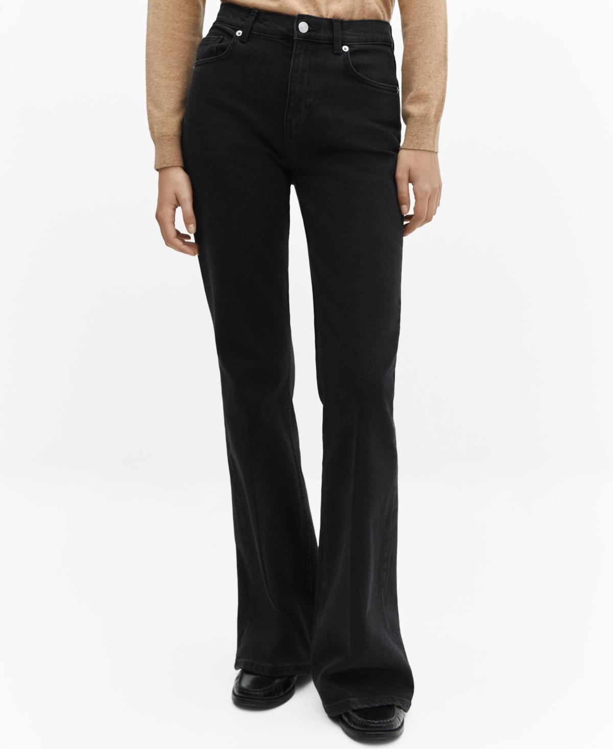 MANGO - Medium-rise flared jeans black denimWomen Product Image