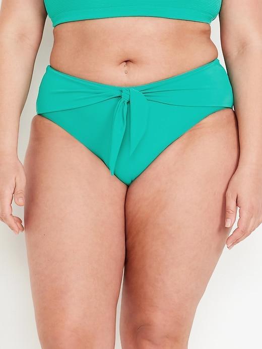 High-Waisted Bikini Swim Bottoms Product Image