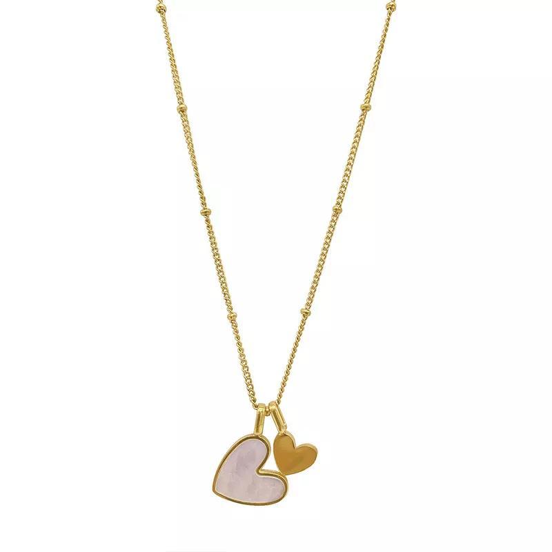 Adornia 18-20 Adjustable 14K Gold Plated Imitation Mother of Pearl Heart Charms Necklace Product Image