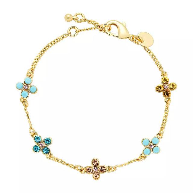 Emberly Gold Tone Multi Color Flower Station Bracelet, Womens Product Image