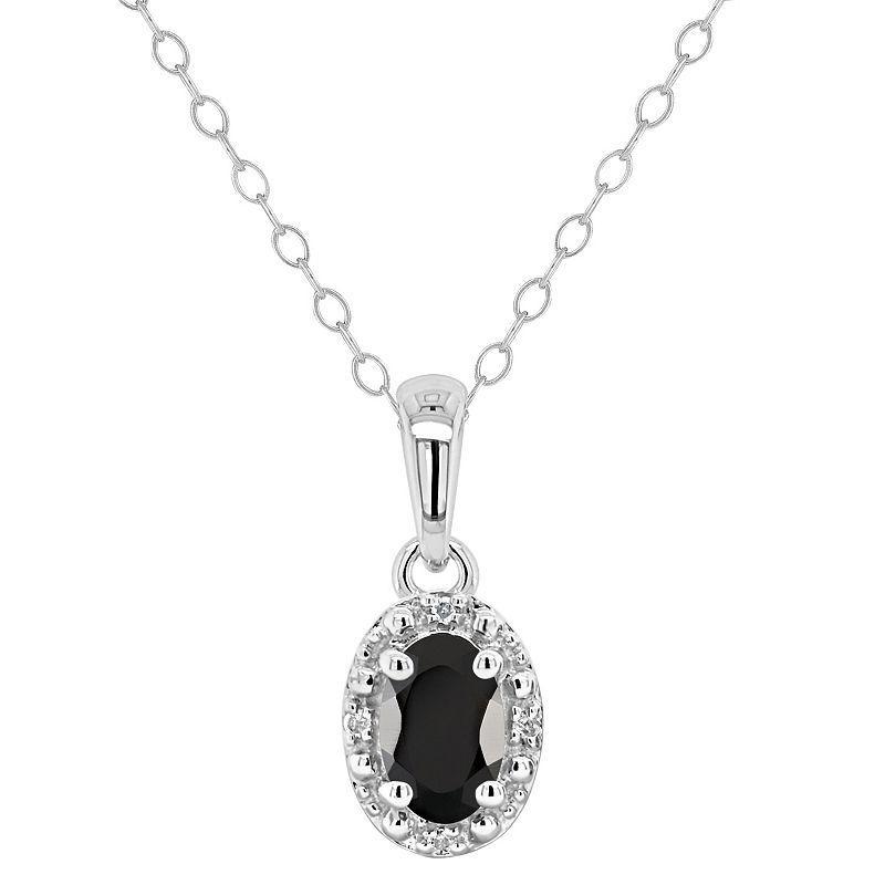 Celebration Gems Sterling Silver Oval Labradorite & Diamond Accent Pendant Necklace, Womens Product Image