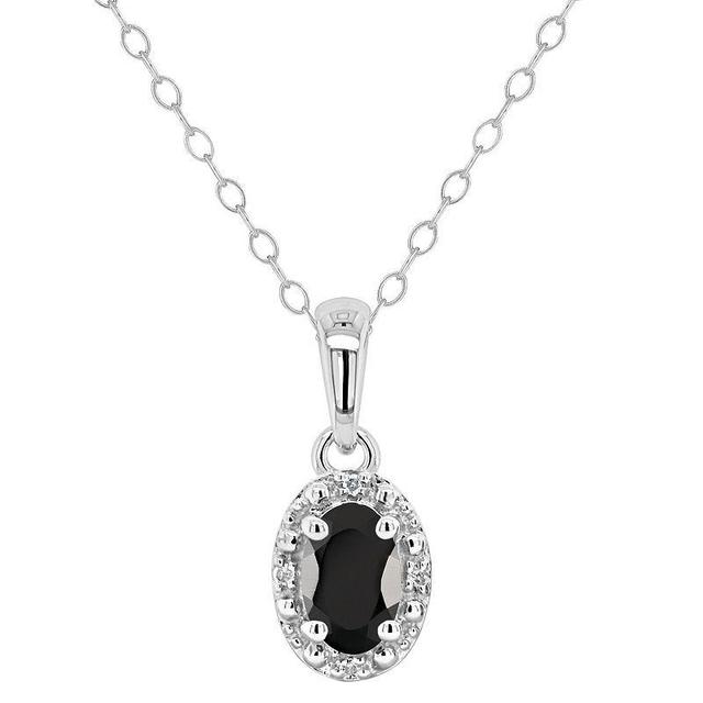 Labradorite & Diamond Accent Oval 18 Pendant Necklace in Sterling Silver (Also & Turquoise) - Onyx Product Image