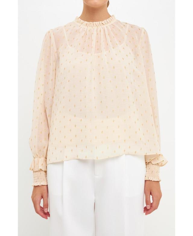 endless rose Womens Gold Foil Polka Dot Blouse Product Image