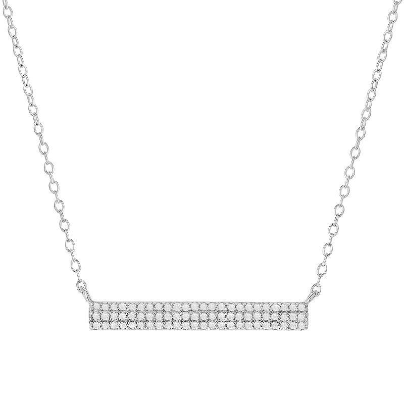 Sterling Silver 1/4 Carat T.W. Diamond Bar Necklace, Womens Silver Tone Product Image