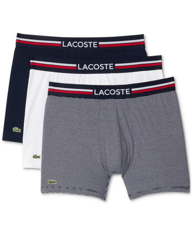 Lacoste Mens Regular Fit Stretch French Flag Boxer Briefs, Pack of 3 Product Image