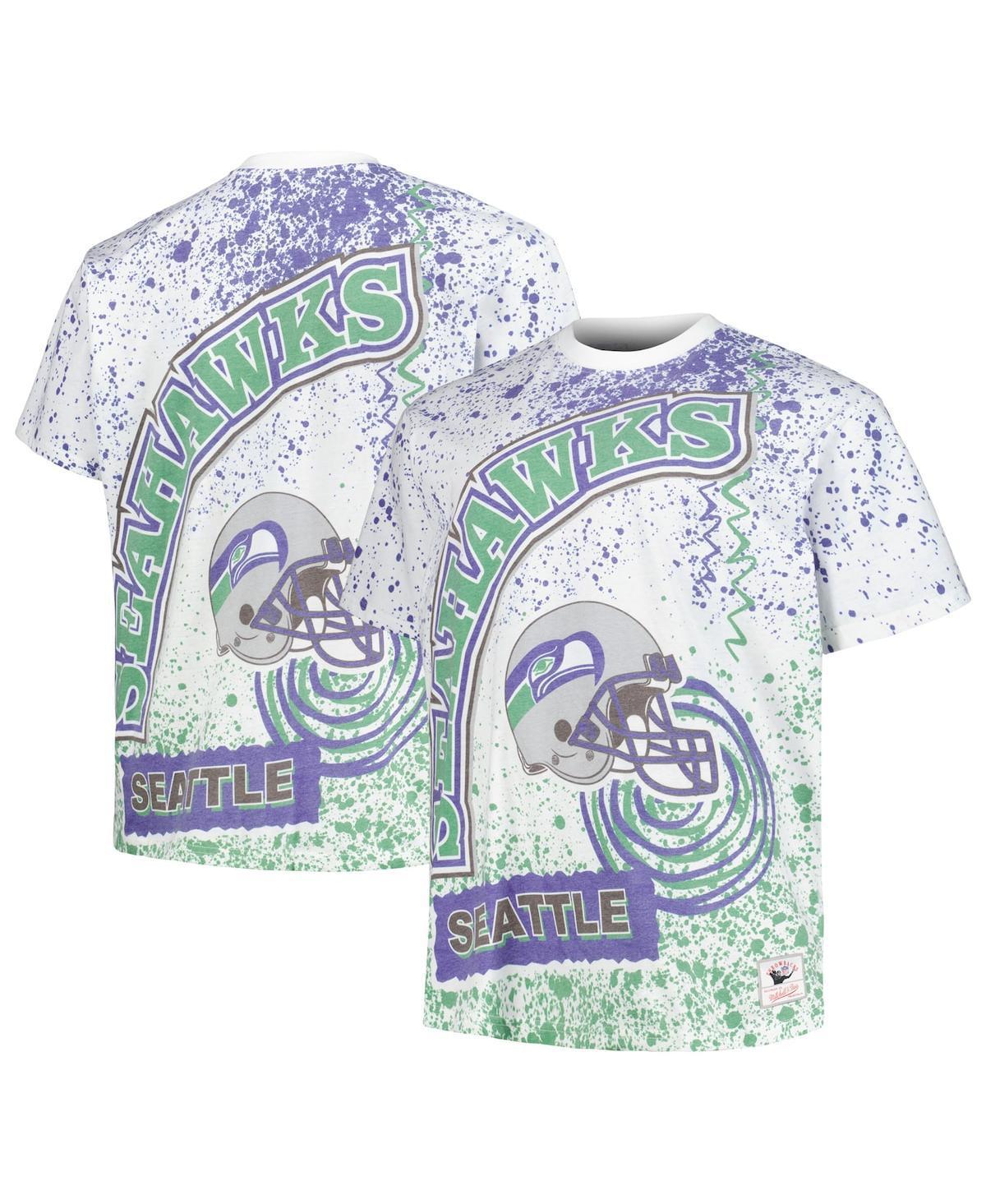 Mens Mitchell & Ness White Seattle Seahawks Big & Tall Allover Print T-Shirt Product Image