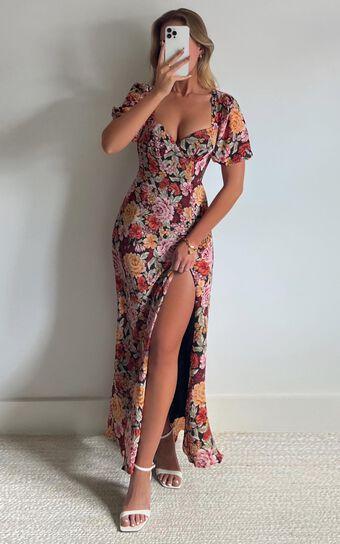 Lorie Maxi Dress - Short Sleeve Cut Out Tie Back Dress in Boheme Floral Product Image