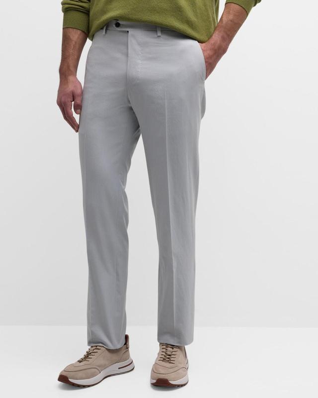 Mens Straight Cotton Twill Trousers Product Image