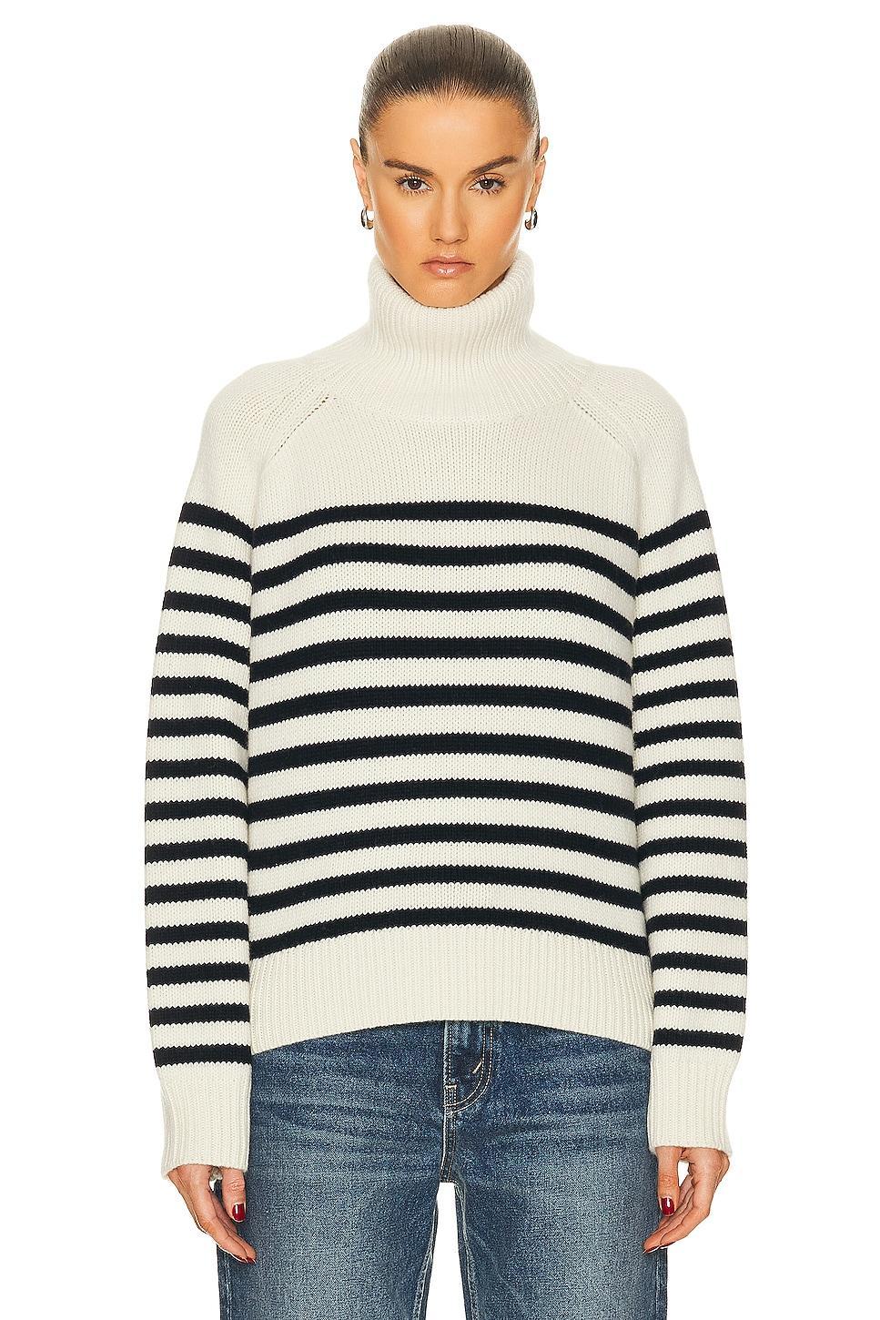 NILI LOTAN Gideon Sweater in Ivory & Dark Navy Stripe - Ivory. Size M (also in S). Product Image