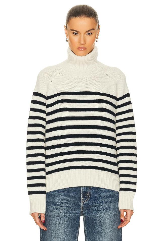 NILI LOTAN Gideon Sweater in Ivory & Dark Navy Stripe - Ivory. Size M (also in S). Product Image