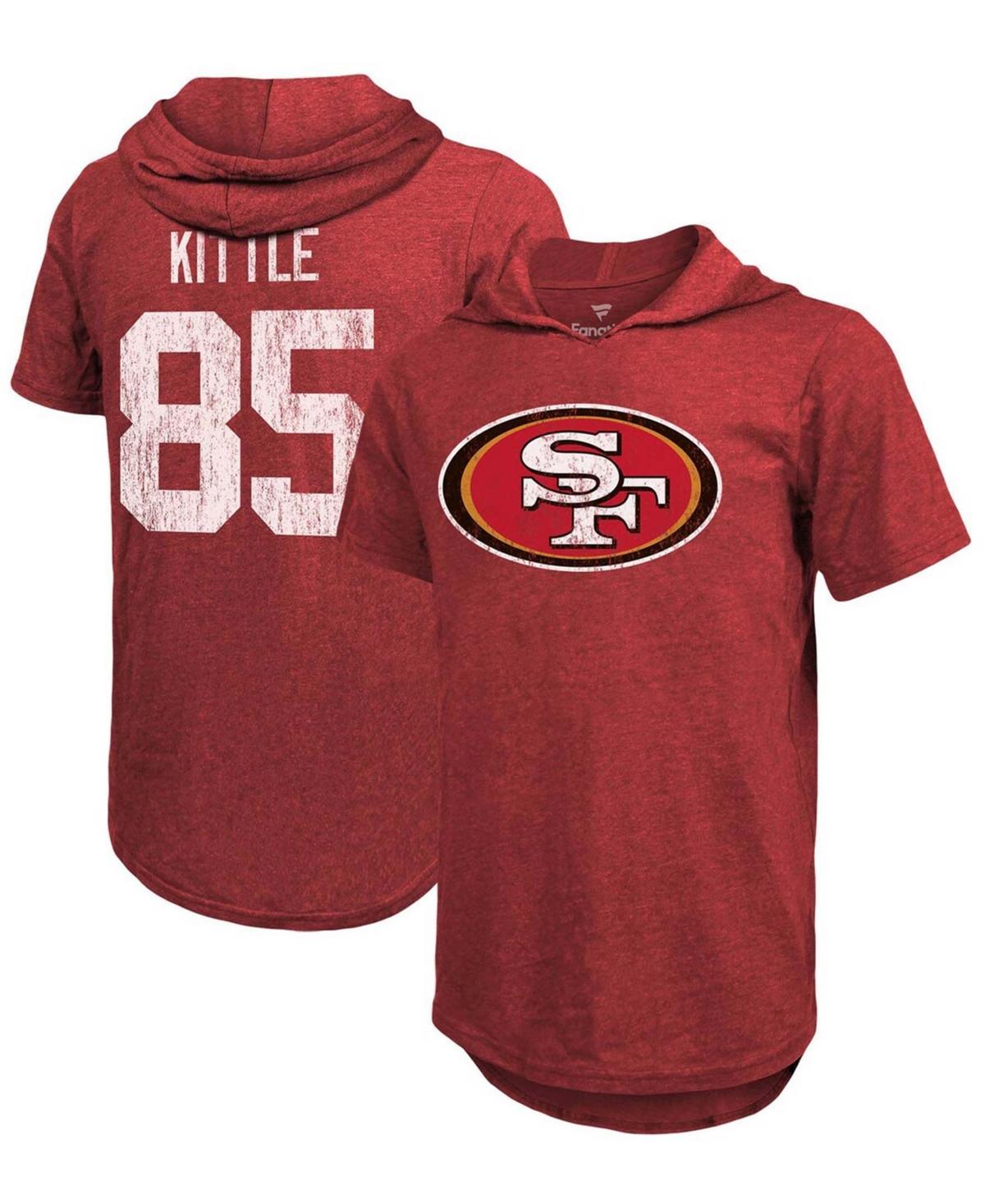 Mens George Kittle Heathered Scarlet San Francisco 49Ers Name Number Tri-Blend Hoodie T-shirt Product Image