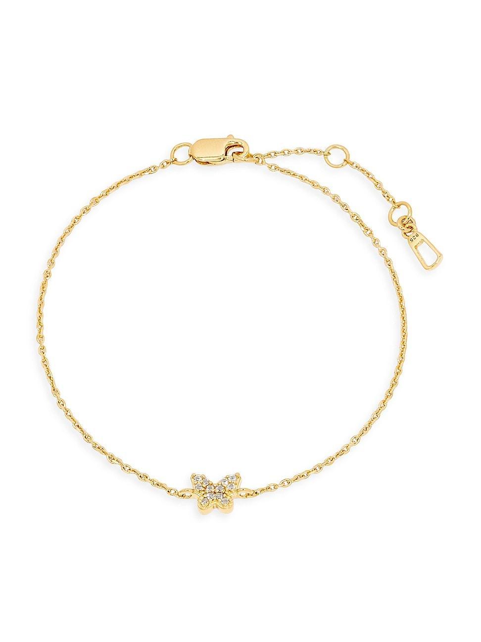 Womens Adeline 14K-Yellow-Gold Vermeil & White Topaz Butterfly Charm Bracelet Product Image