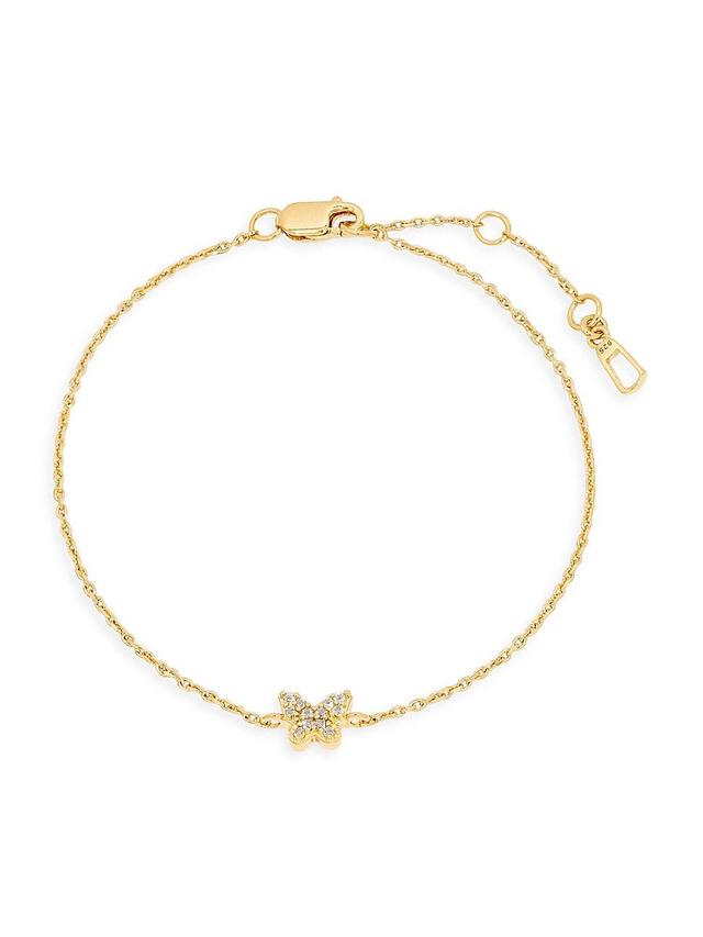 Womens Adeline 14K-Yellow-Gold Vermeil & White Topaz Butterfly Charm Bracelet Product Image